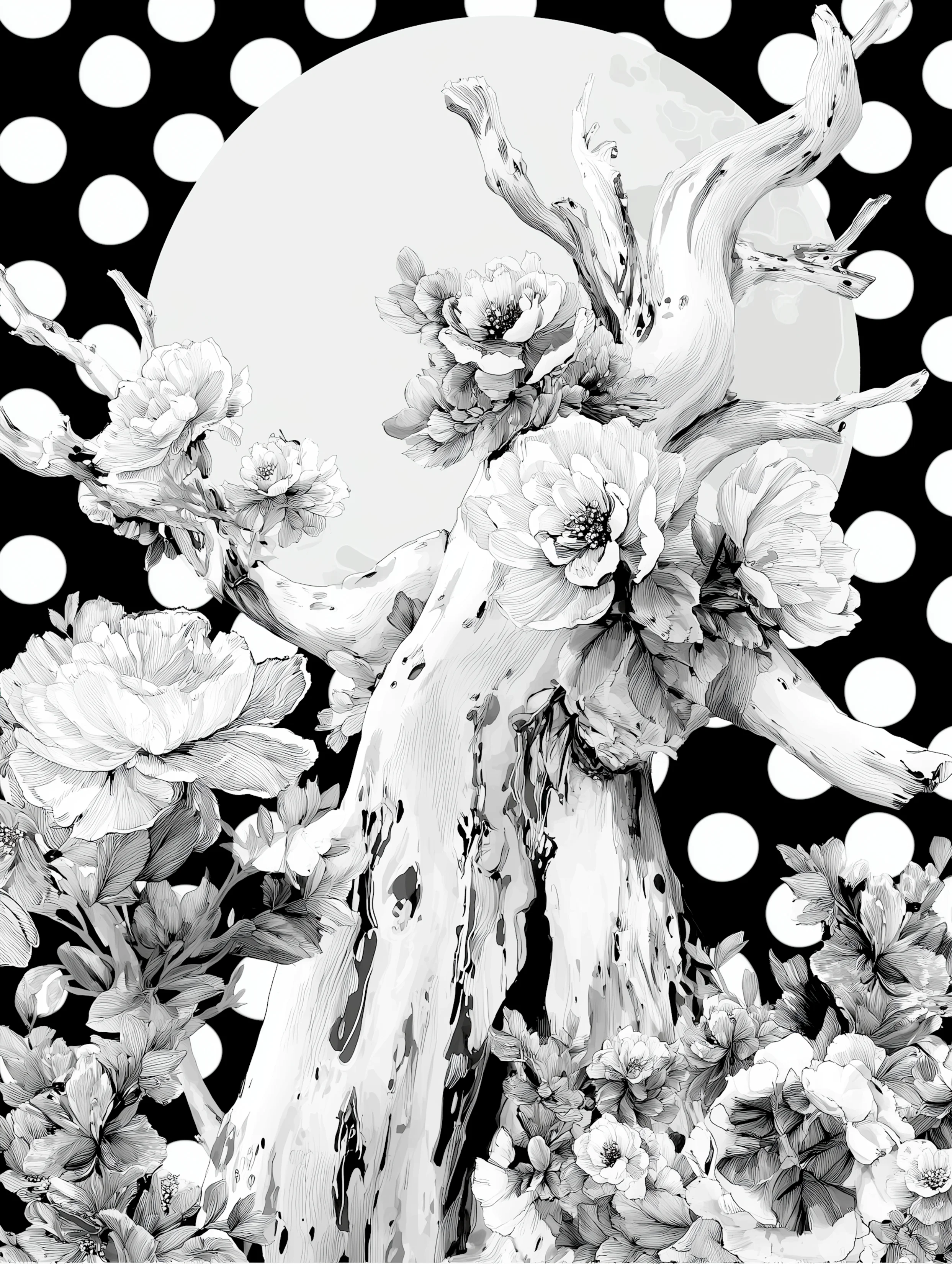 Free printable dead tree coloring page for adults featuring a beautiful dead tree